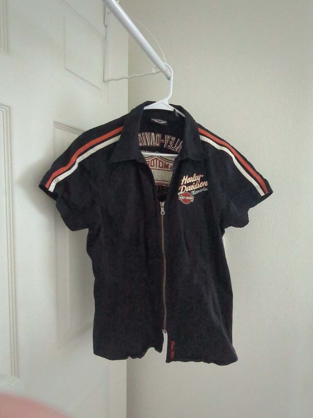 Harley-Davidson Zip-Up Shirt Size XL Black Embroidered Biker Top